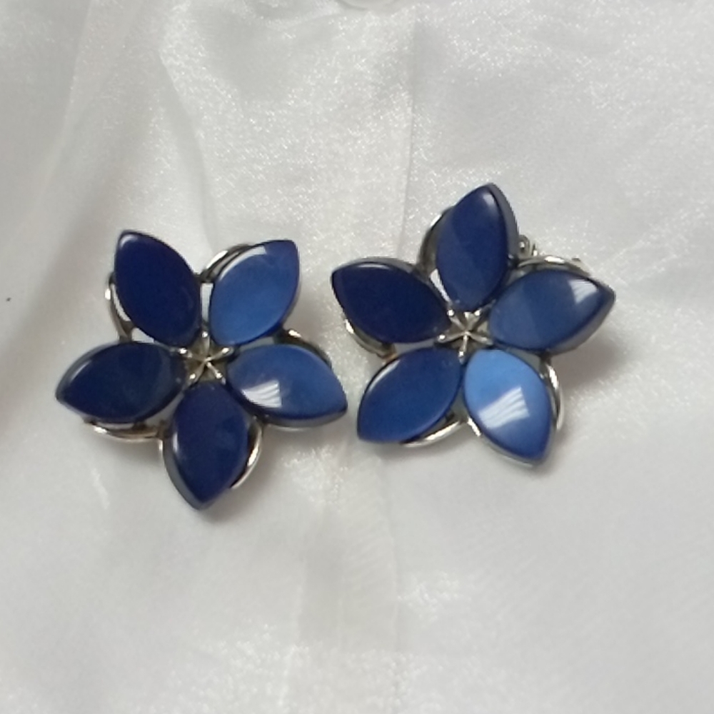 Vintage enamel clip on earrings